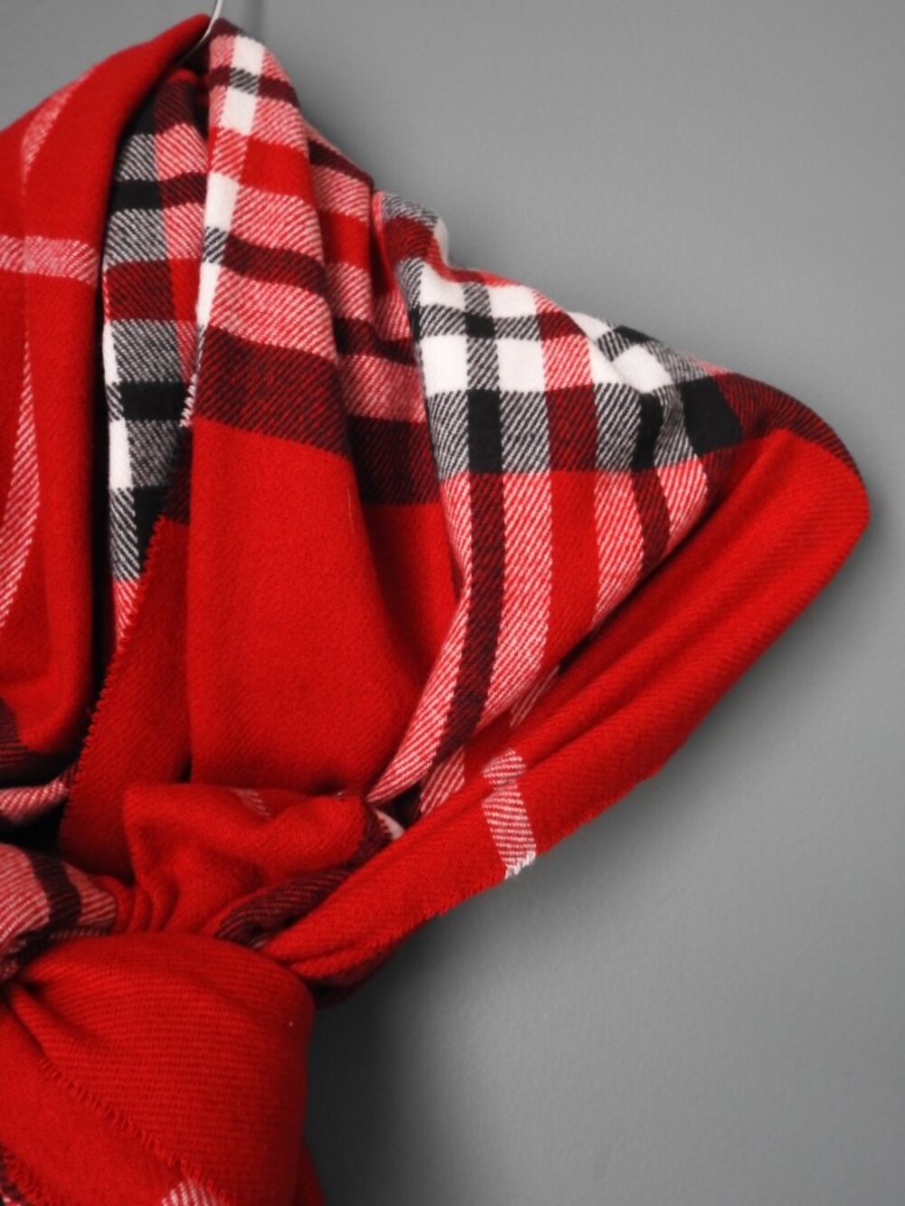 V.Fraas German Cashmink Yarn Plaid Winter Scarf - Picture 3 of 9